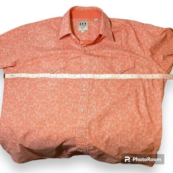 Ely Cattleman Western pearl snap shirt Orange size XL Spring Easter - Picture 4 of 7
